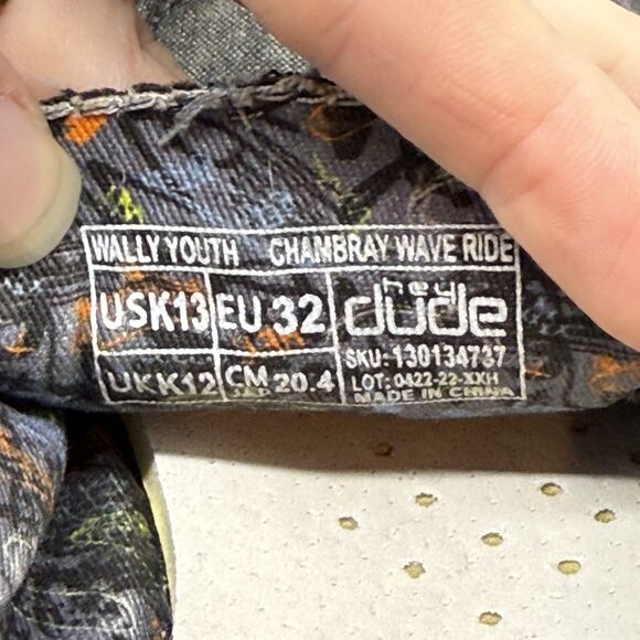 Hey Dude Wally Youth Chambray Wave Rider Loafer Youth Size K13 130134737 - Picture 6 of 7